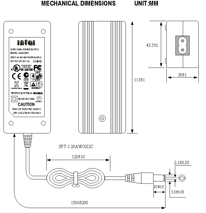 Switching power supply 24v 2.0a
