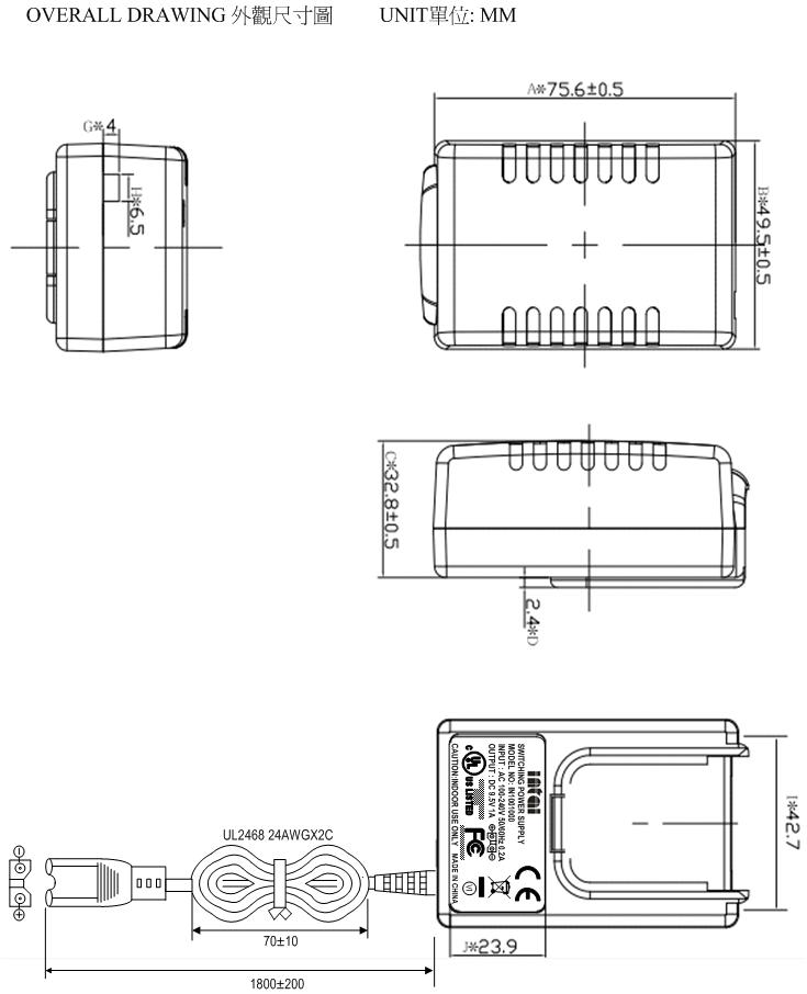 AC power adapter ac to 9vdc