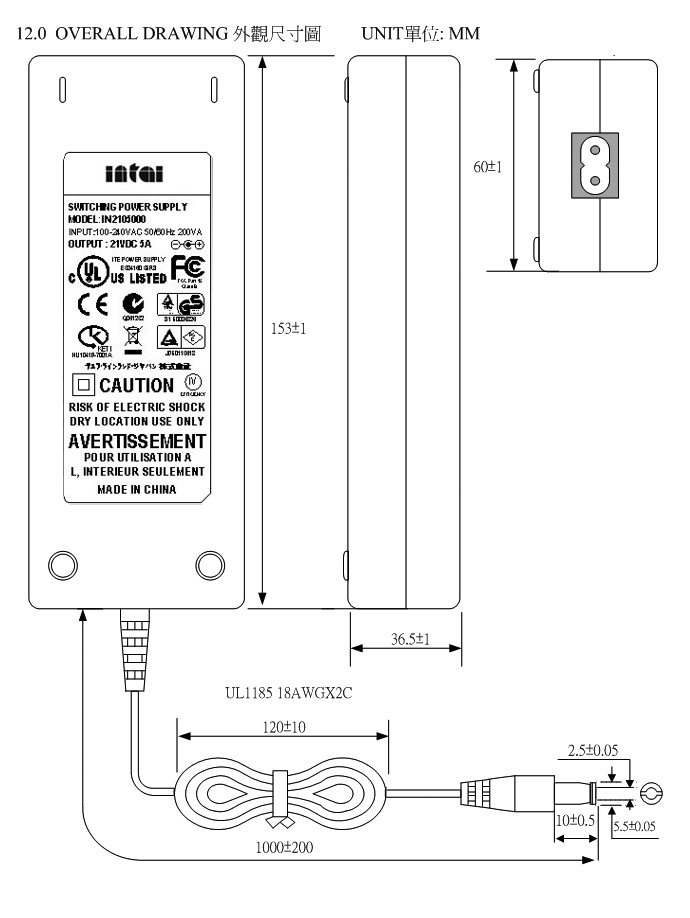 AC DC adapter 21v 1000ma