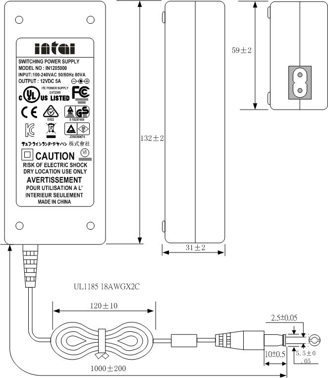 ac adapter 12v 5a